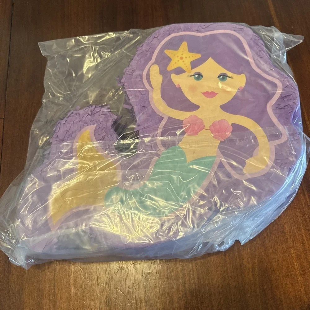 Blue Panda Mermaid Pinata Kids Birthday Party‎ Decoration Pull String Pinata New